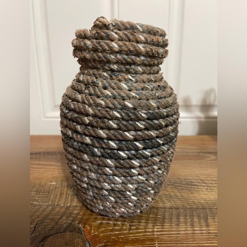 Rope wrapped glass flower vase